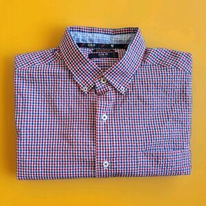 Cremieux Club 38 Performance Multi Color Gingham Check Button Shirt SS XL